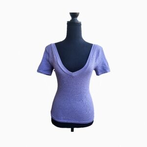 Purple plunging v neck top